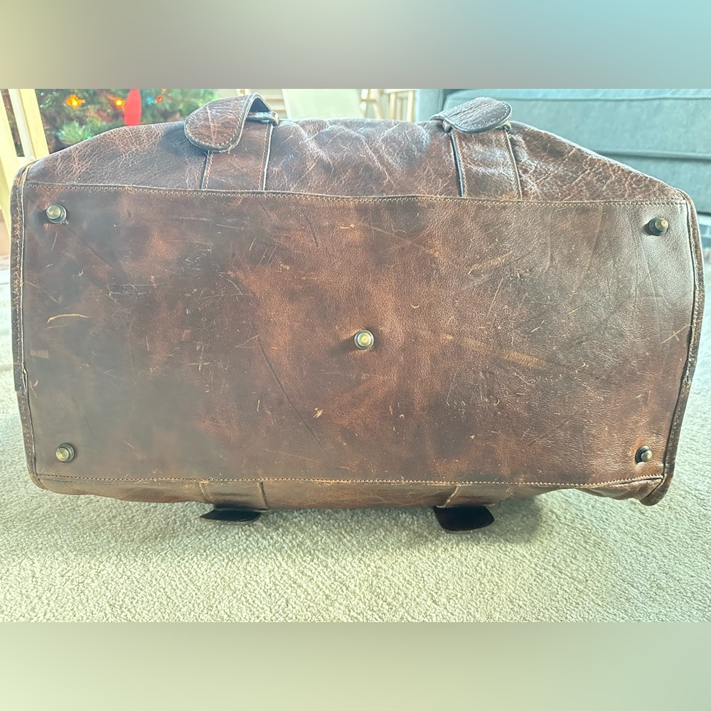 Vintage Brown Leather Duffel Bag - Picture 5 of 10